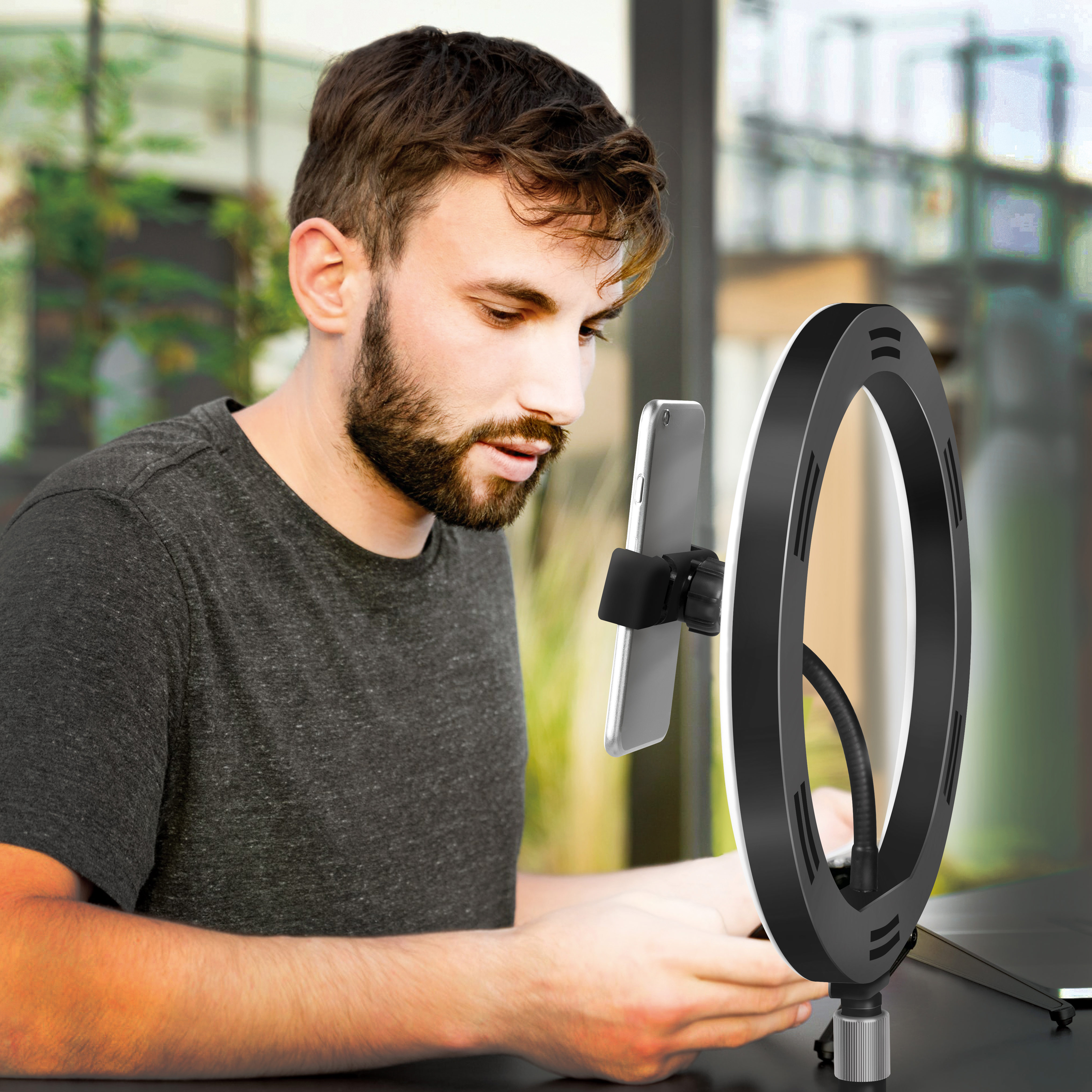 Ljusring LogiLink För Smartphone Ø25cm Med Bordsstativ