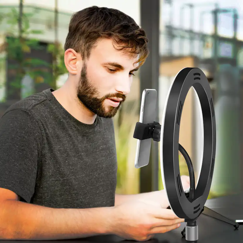 Ljusring LogiLink För Smartphone Ø25cm Med Bordsstativ