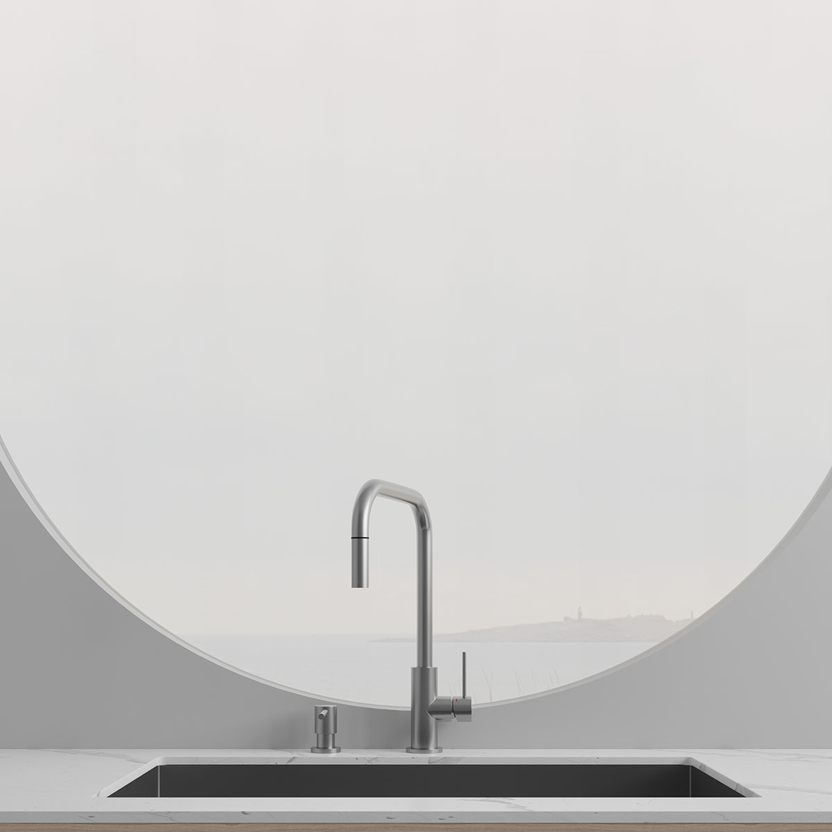 Köksblandare Scandtap Steel Accent Square med Utdragbar Pip