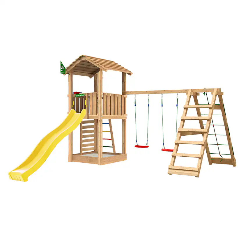 Lektorn Jungle Gym Cottage 2.1 Klättermodul Gul Rutschkana