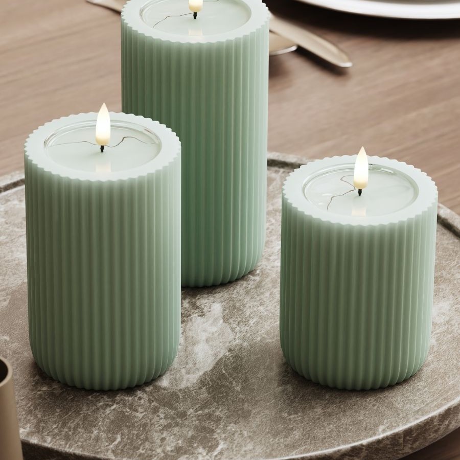 LED-Blockljus UNIQUE Candles Stripe 8x12,5 cm