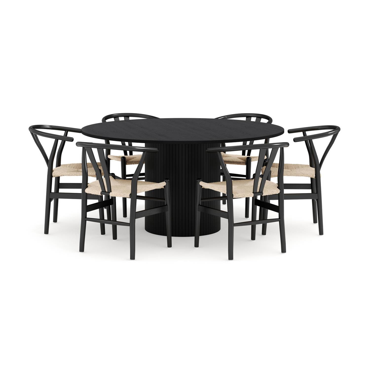 Matgrupp Bark Kopparbo Runt Matbord 150 cm med 6 Dastoori Matstol