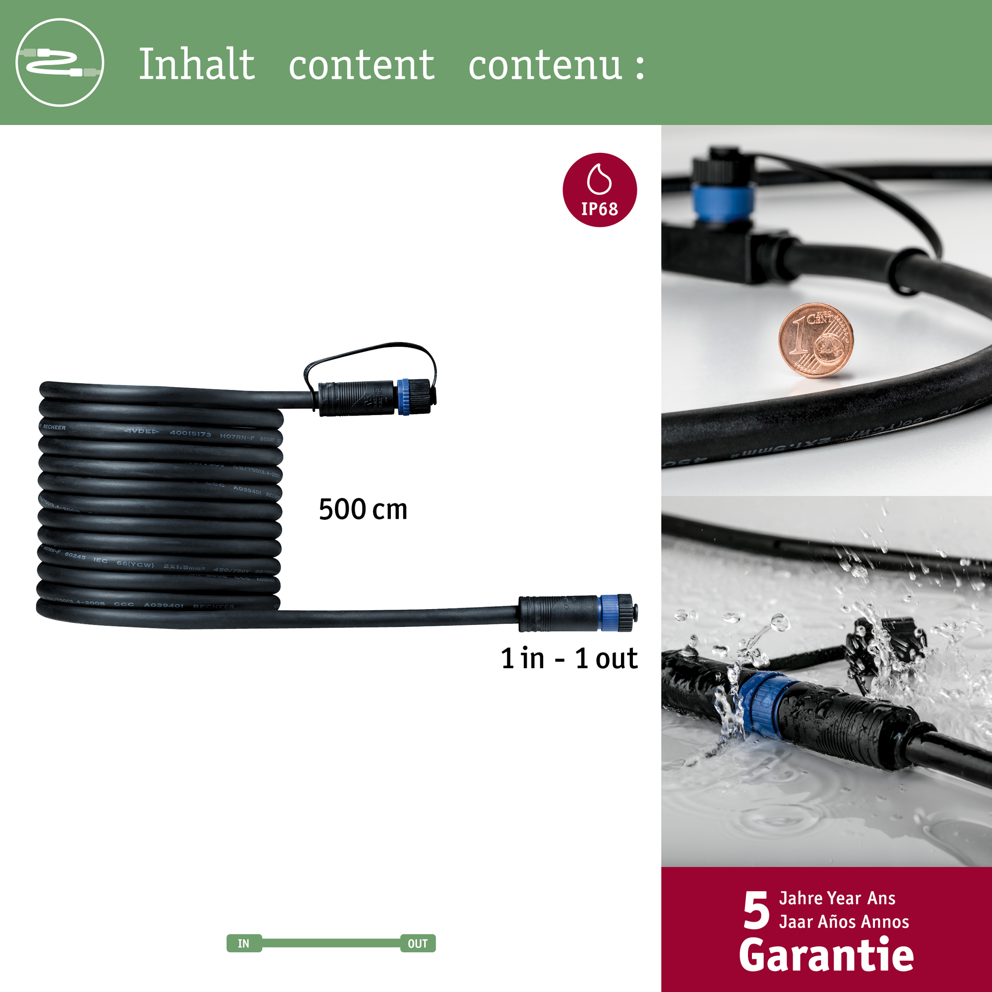 Anslutningskabel Paulmann Plug & Shine IP68 1in-1ut Kabellängd: 5 m