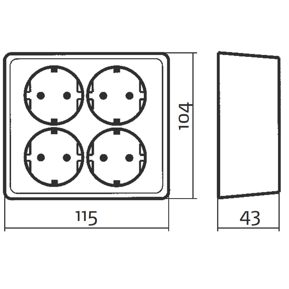Vägguttag Elko 4-Vägs Utanpåliggande RS