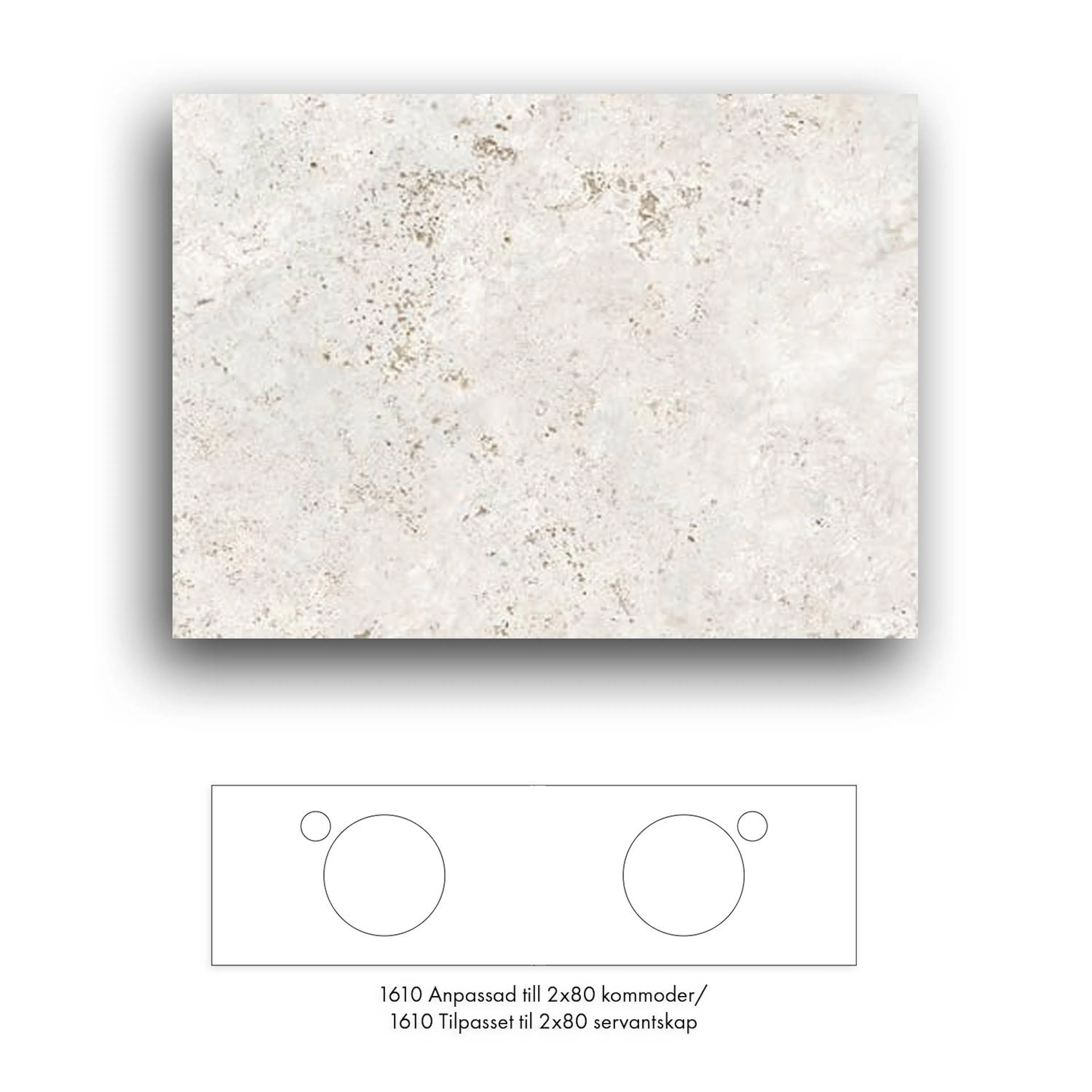 Bänkskiva Macro Design Crown+ Dekton  1610 till Tvättställsskåp Crown