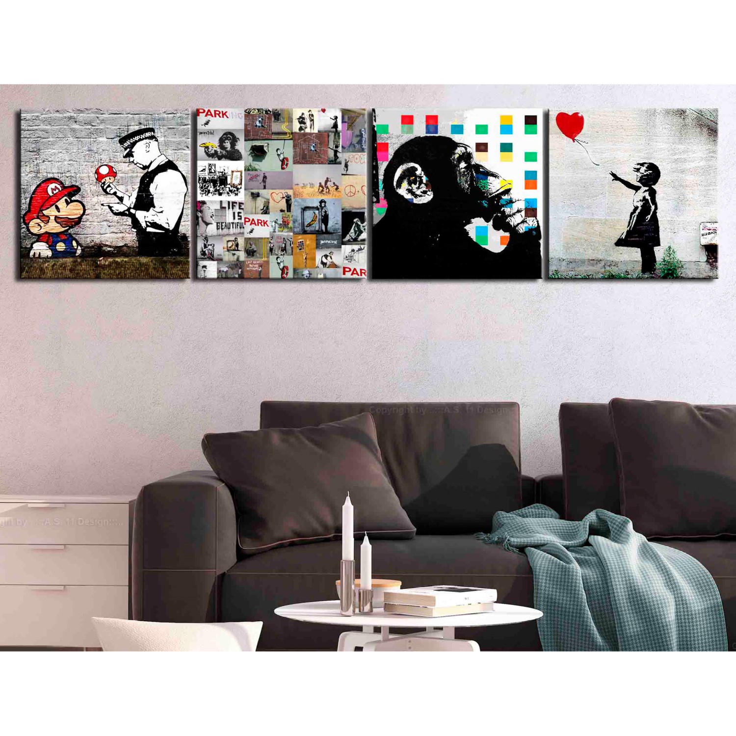 Tavla - Banksy Collage (4 Parts) 40x40 40x40 cm
