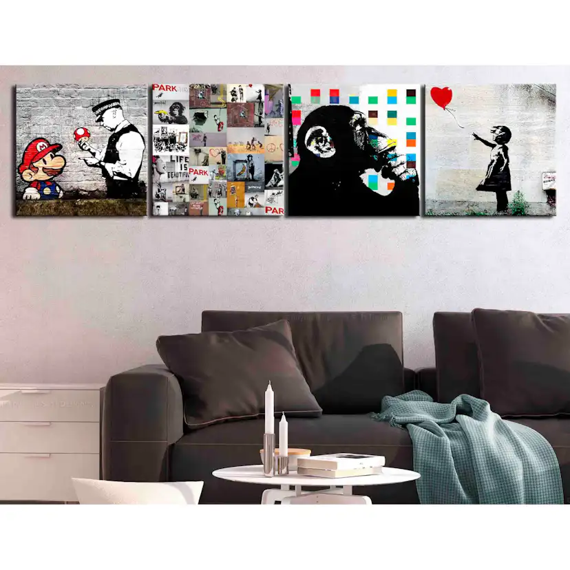 Tavla - Banksy Collage (4 Parts) 40x40 40x40 cm