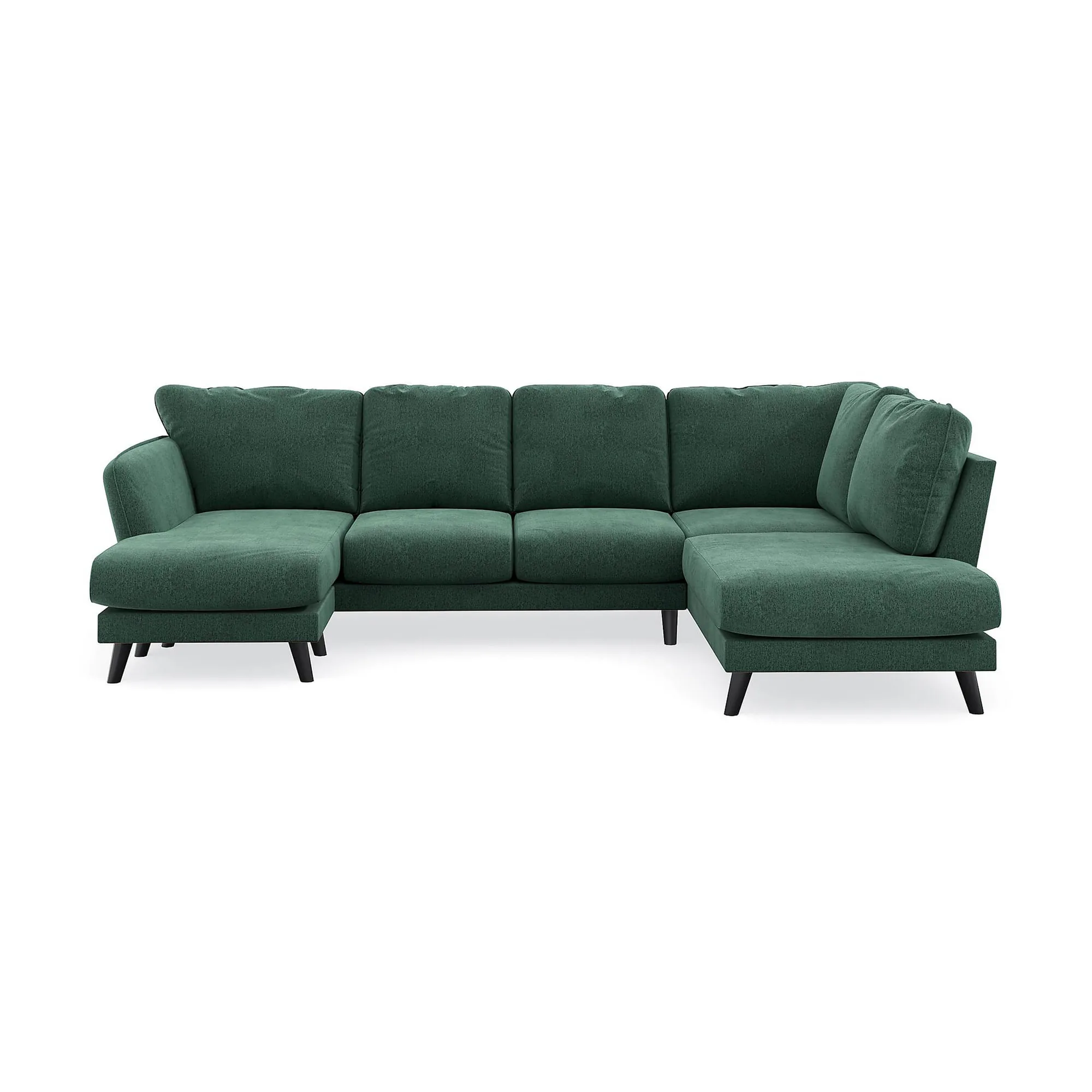 Trend Lyx 4-sits Vänstervänd U-formad Soffa med Divan och Sc Loris 39, Grön Sammet, Vänster