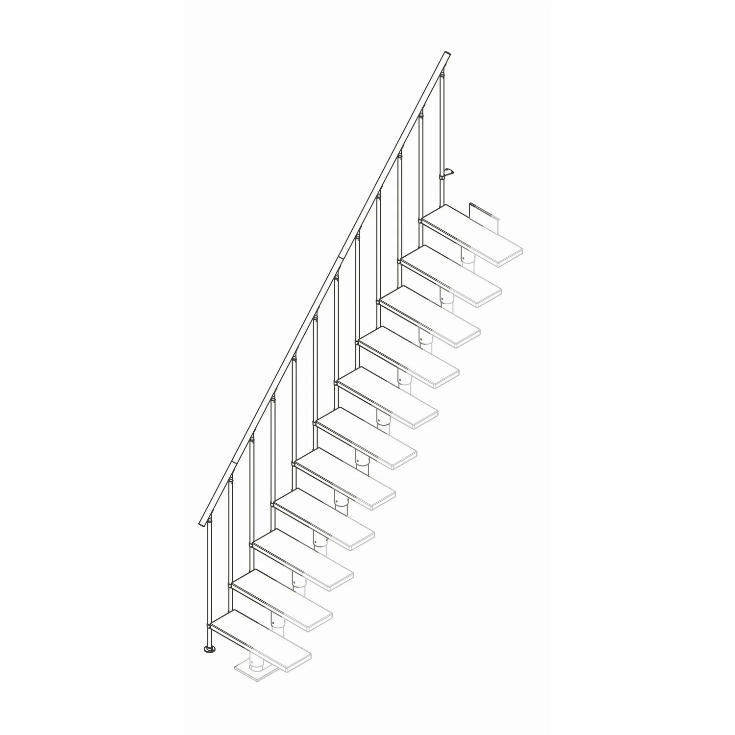 CLASSIC II komplett extra räcke ek oljad antracit 11-12T Antracit, Passar till 11-12 Steg
