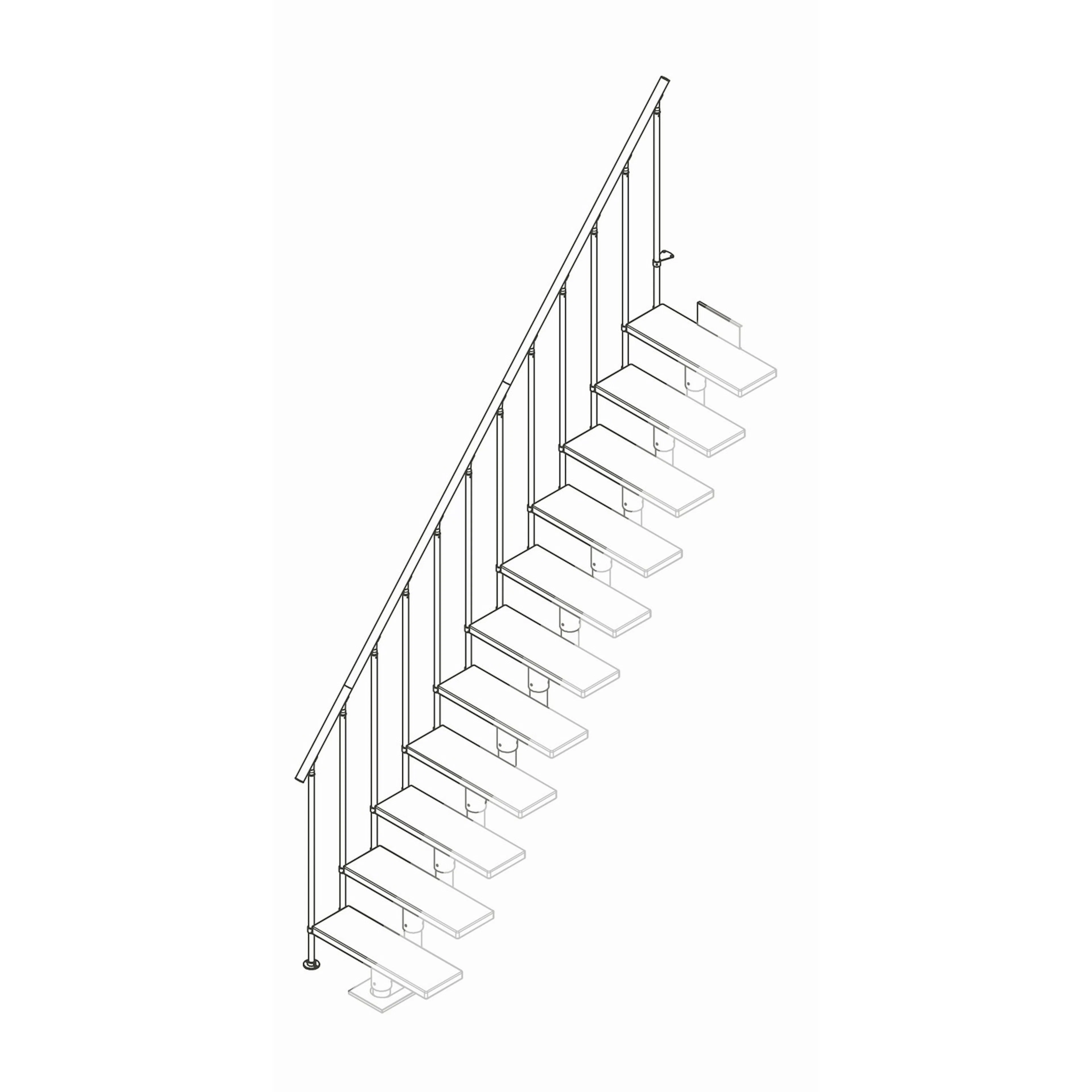 CLASSIC II komplett extra räcke ek oljad antracit 11-12T Antracit, Passar till 11-12 Steg