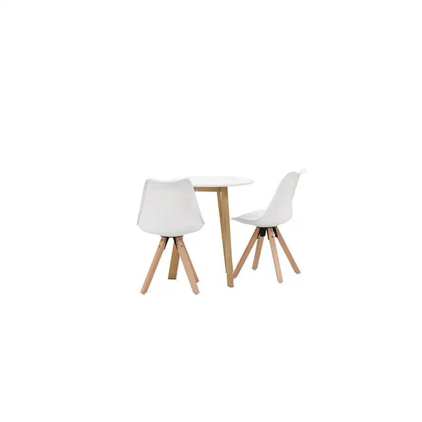 Matgrupp Venture Home Leonora Ø65 cm med 2 st Zeno stolar Vit