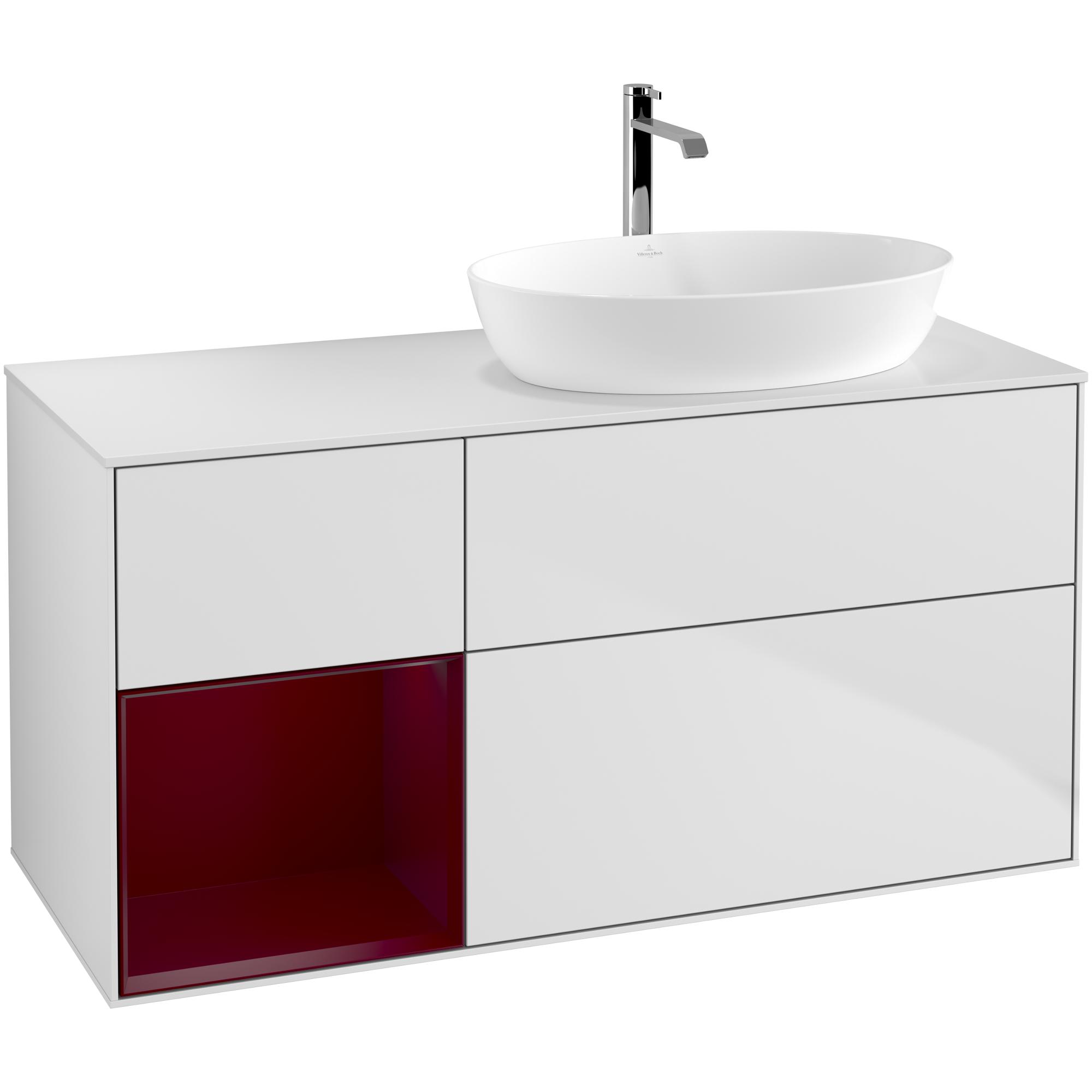 Tvättställsskåp Villeroy & Boch Finion med 3 Lådor Hylla och Bänkskiva för Ocentrerat Tvättställ från Artis & Collaro