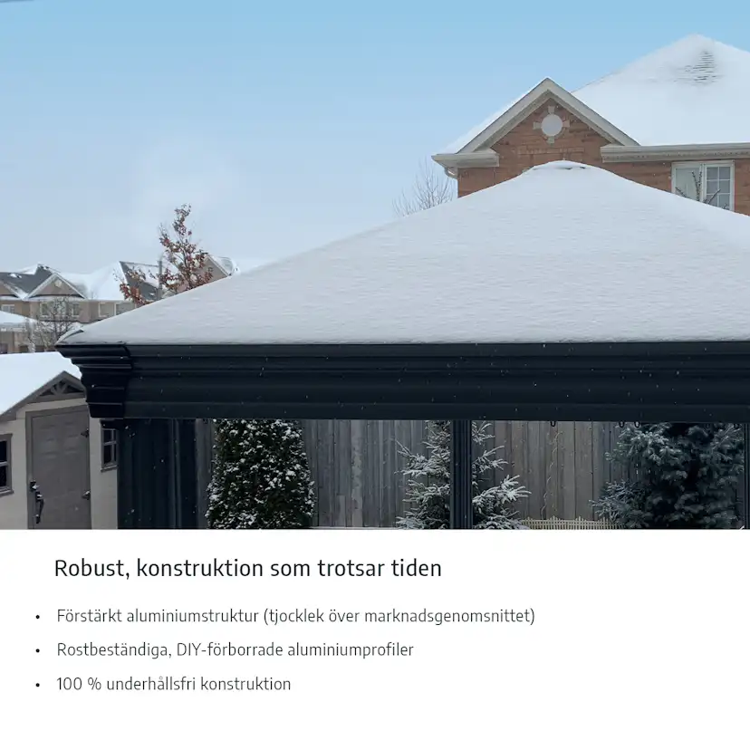 Canopia Roma Hardtop Aluminium Paviljong För Hela Säsongen 3,6 X 4,2 m