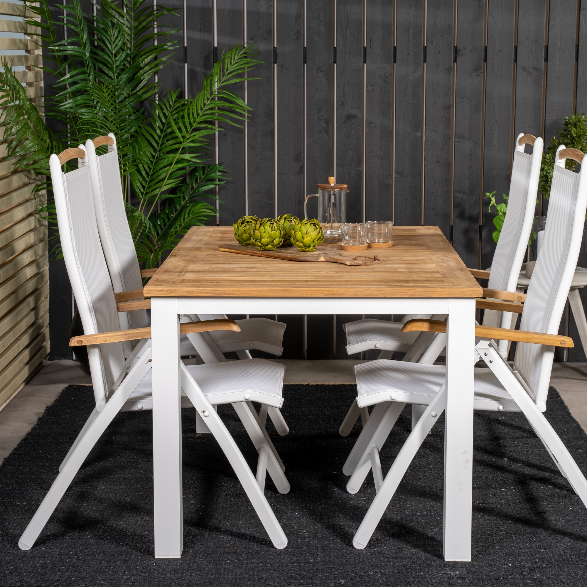 Panama Dining Table 152/210*90 - White Alu / Teak+Panama Cha Blanka Ben