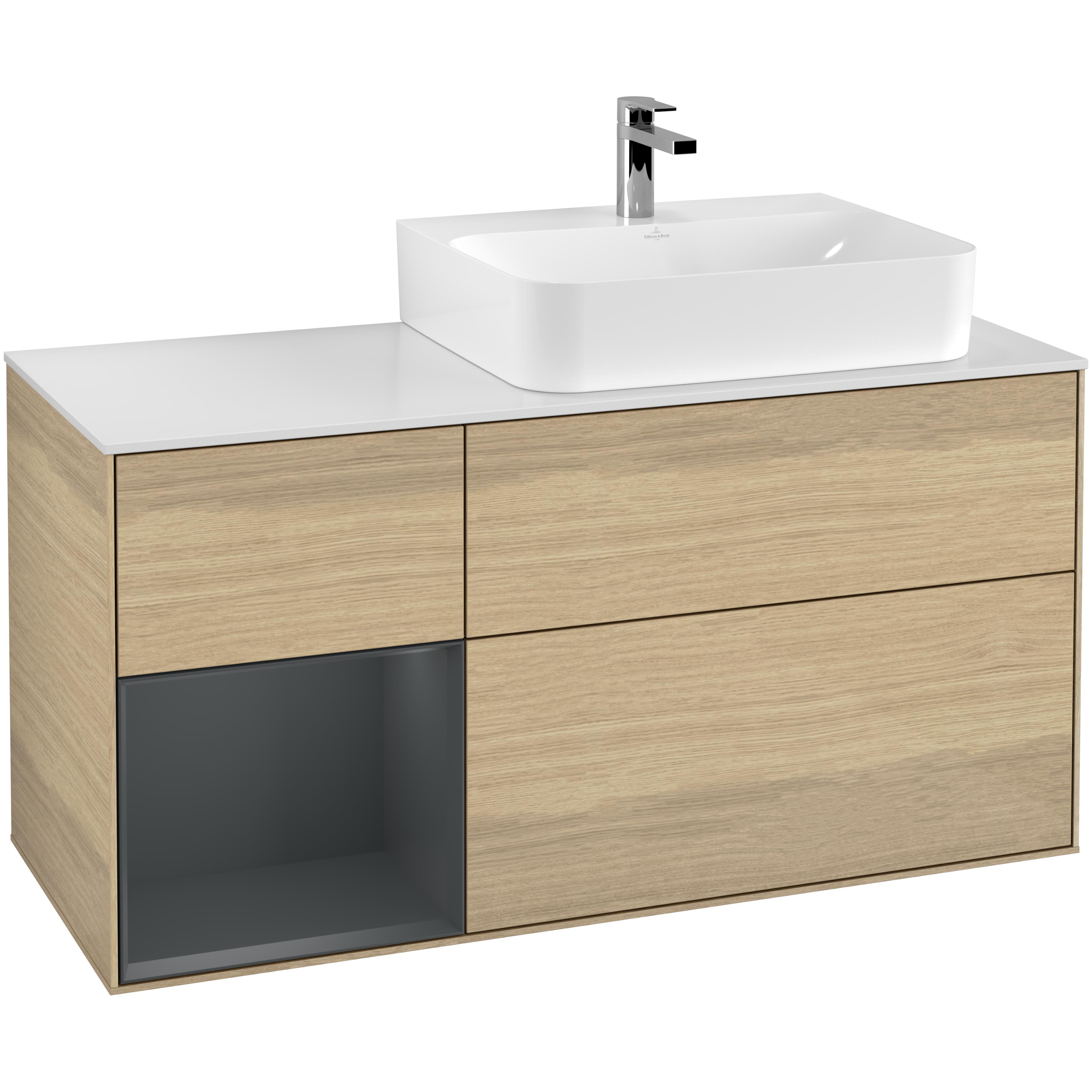 Tvättställsskåp Villeroy & Boch Finion med 3 Lådor Hylla och Bänkskiva för Ocentrerat Tvättställ