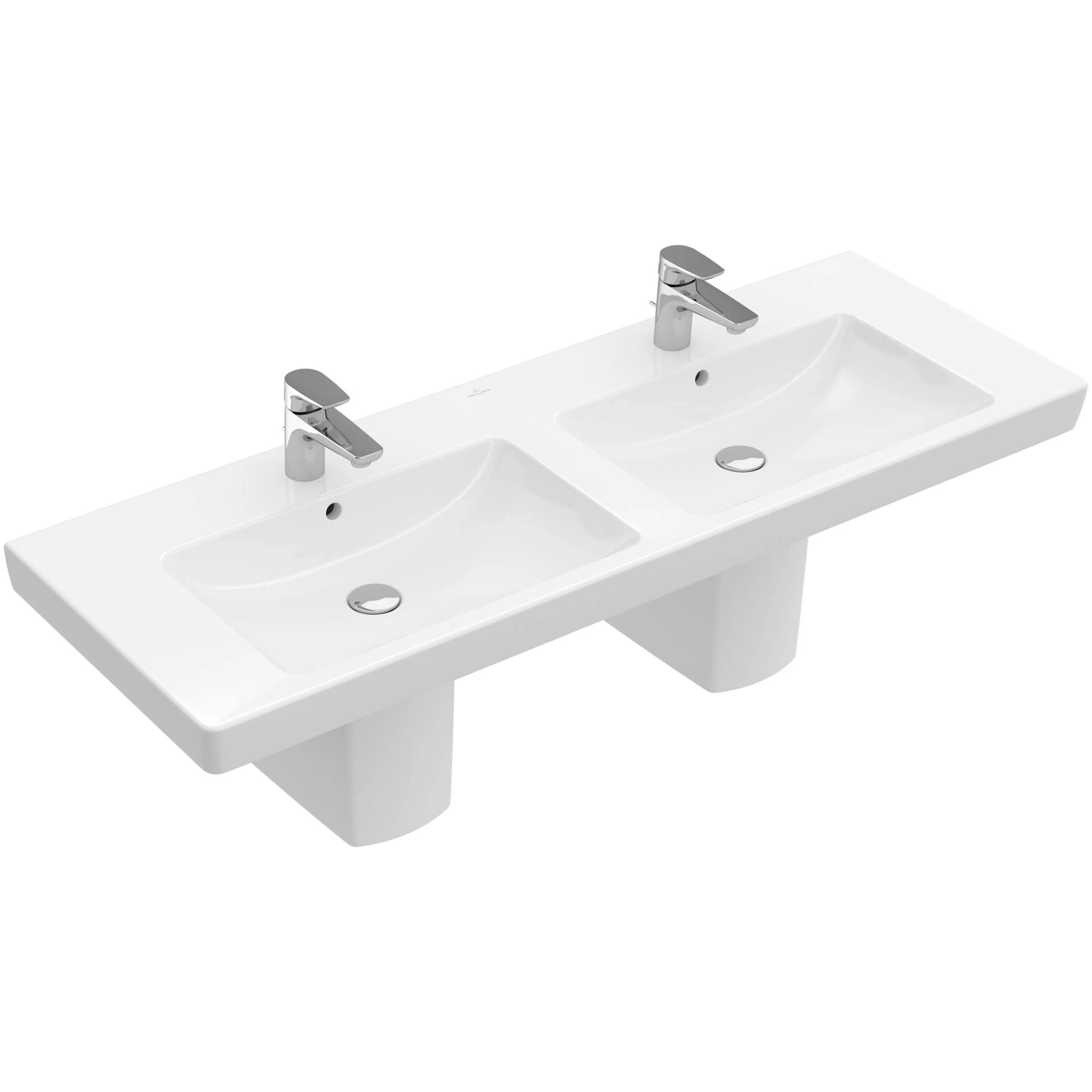 Tvättställ villeroy & Boch Subway 2.0 7175D0R1 Vit Alpin CeramicPlus, Med Bräddavlopp, för Två Trehålsblandare