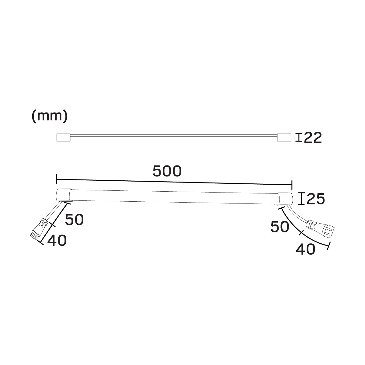 LED-armatur HEATLINE 50 VIT 2700K Längd 500 mm