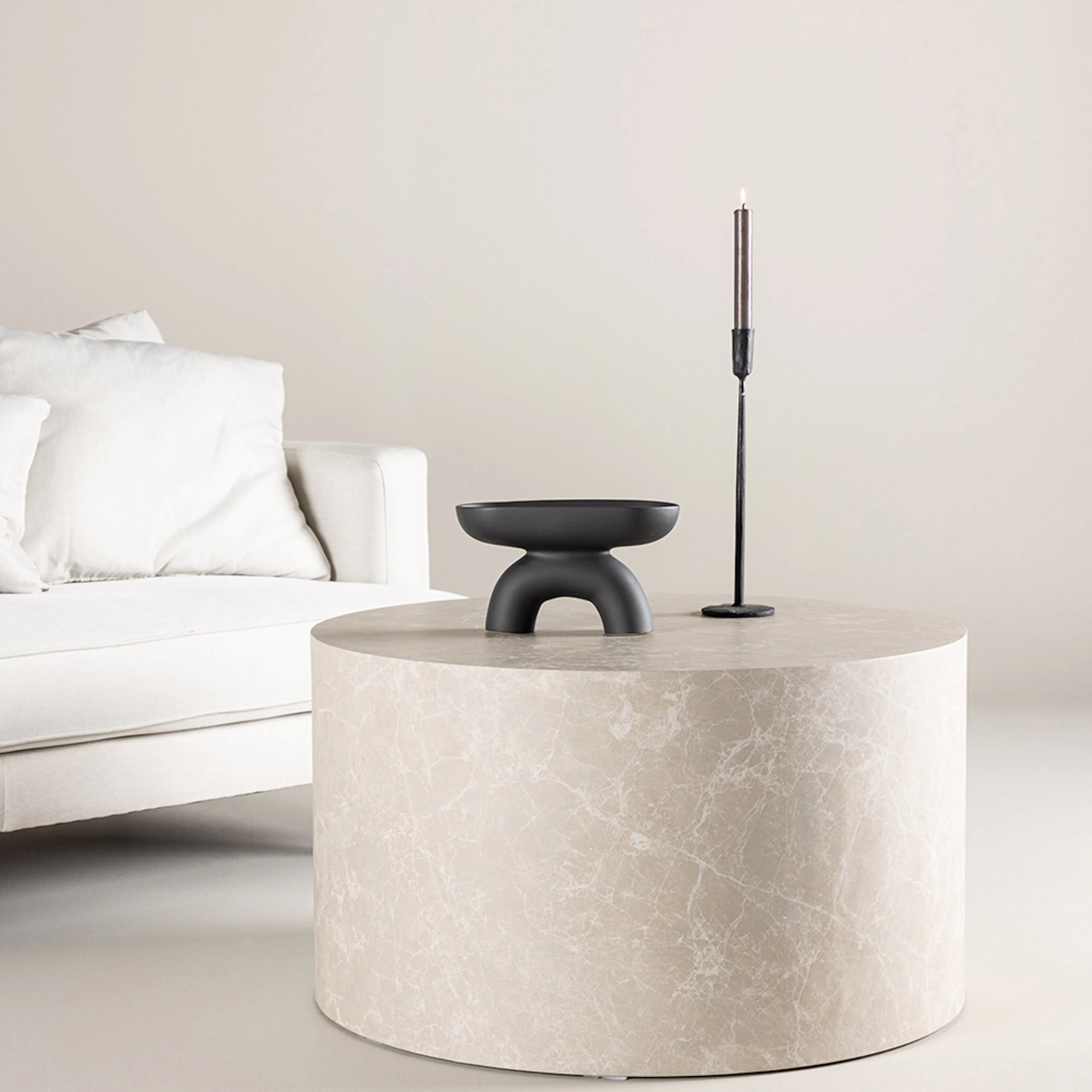 York Round Sofa Table ⌀80 - Beige Beige