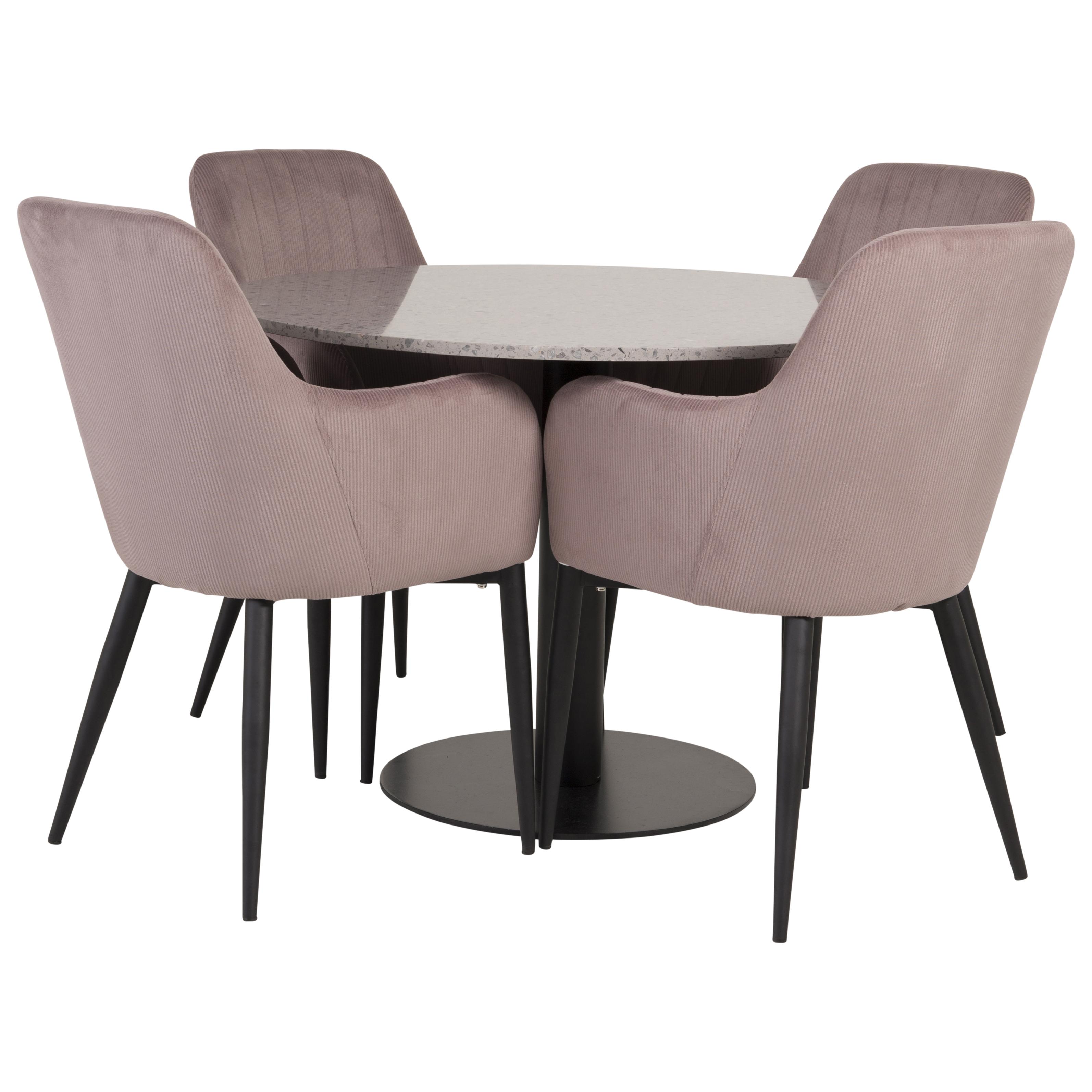 Matgrupp Venture Home Roxanna Grå Bord med 4 Corina Stolar