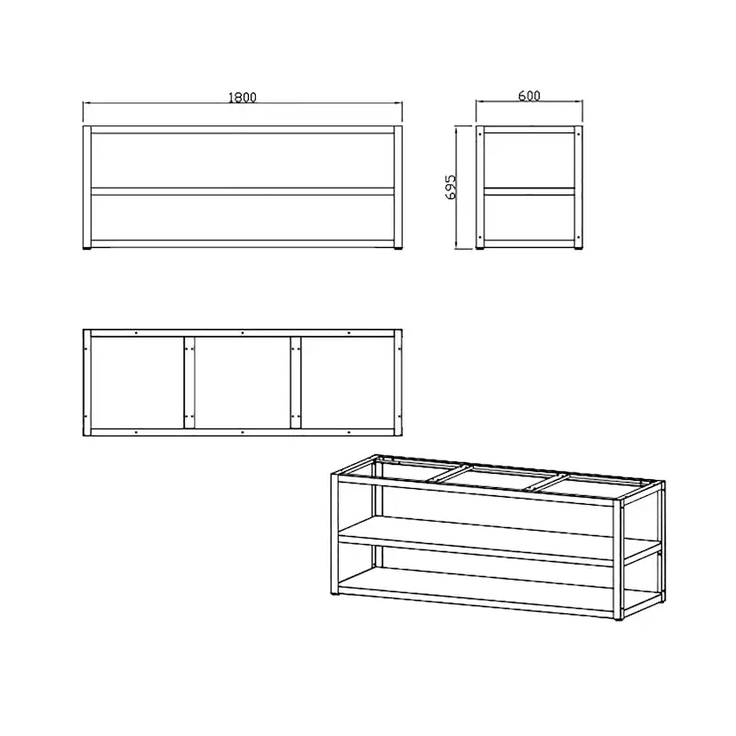 Basmodul MyOutdoorKitchen Nordic Line 180 cm för 3 moduler