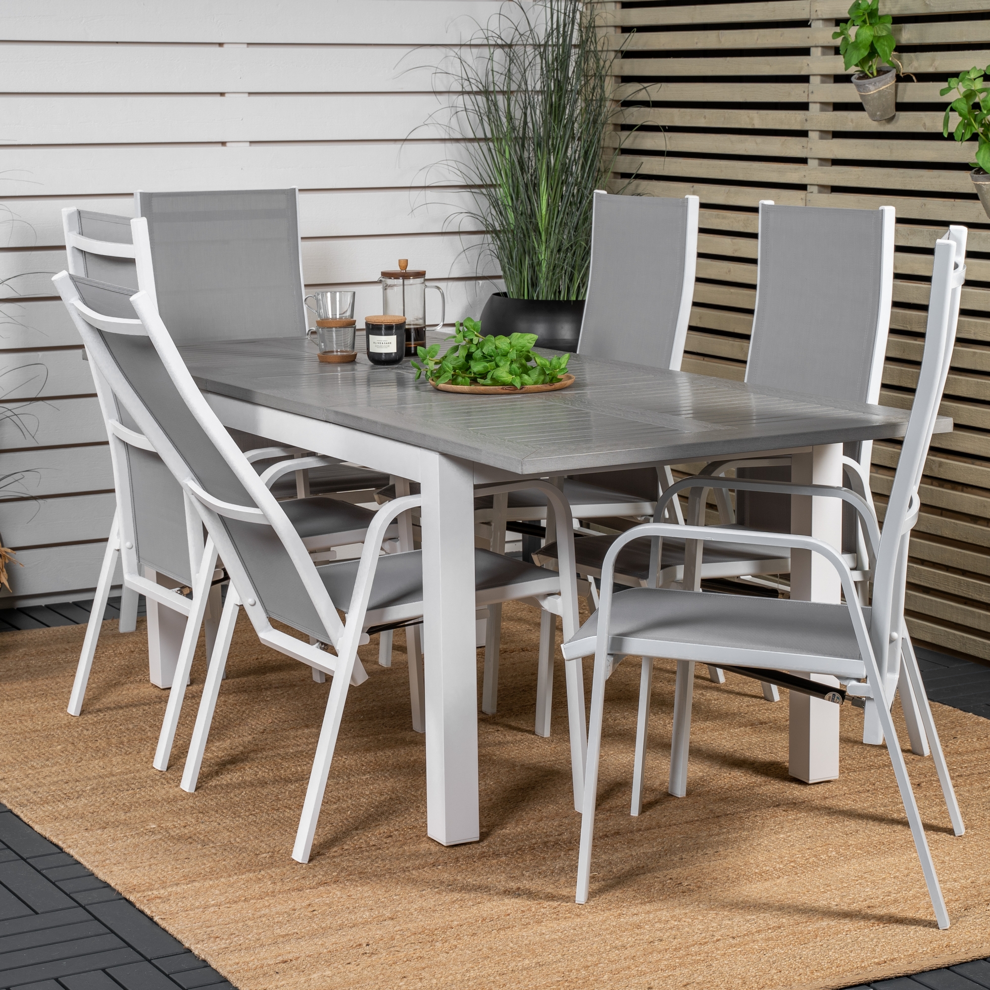 Albany Dining Table 152/210*90 - White Alu / Grey Aintwood+C Vit/Grå