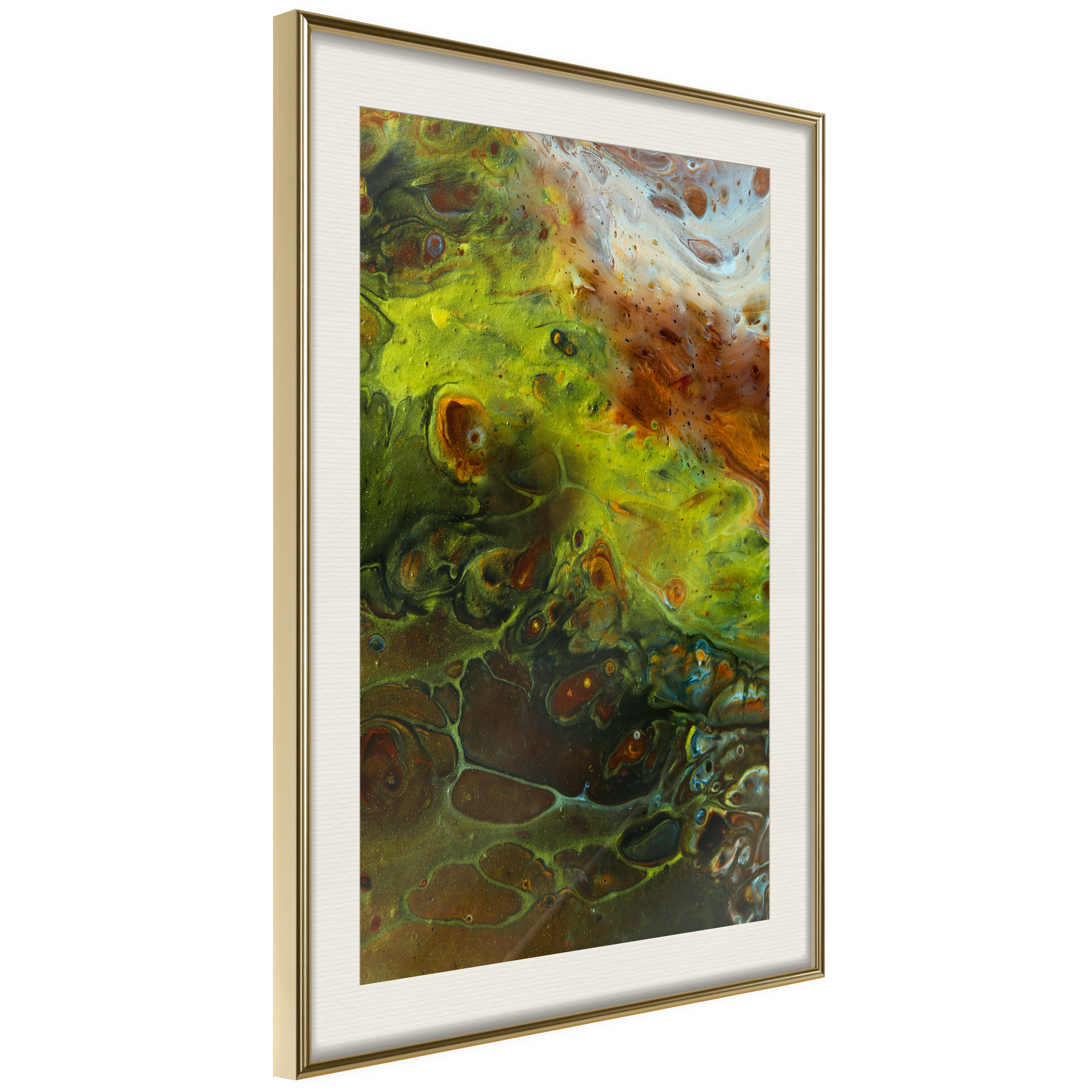 Affisch - Green Elements [Poster] 20x30 Guld ram med passepartout, 20x30 cm