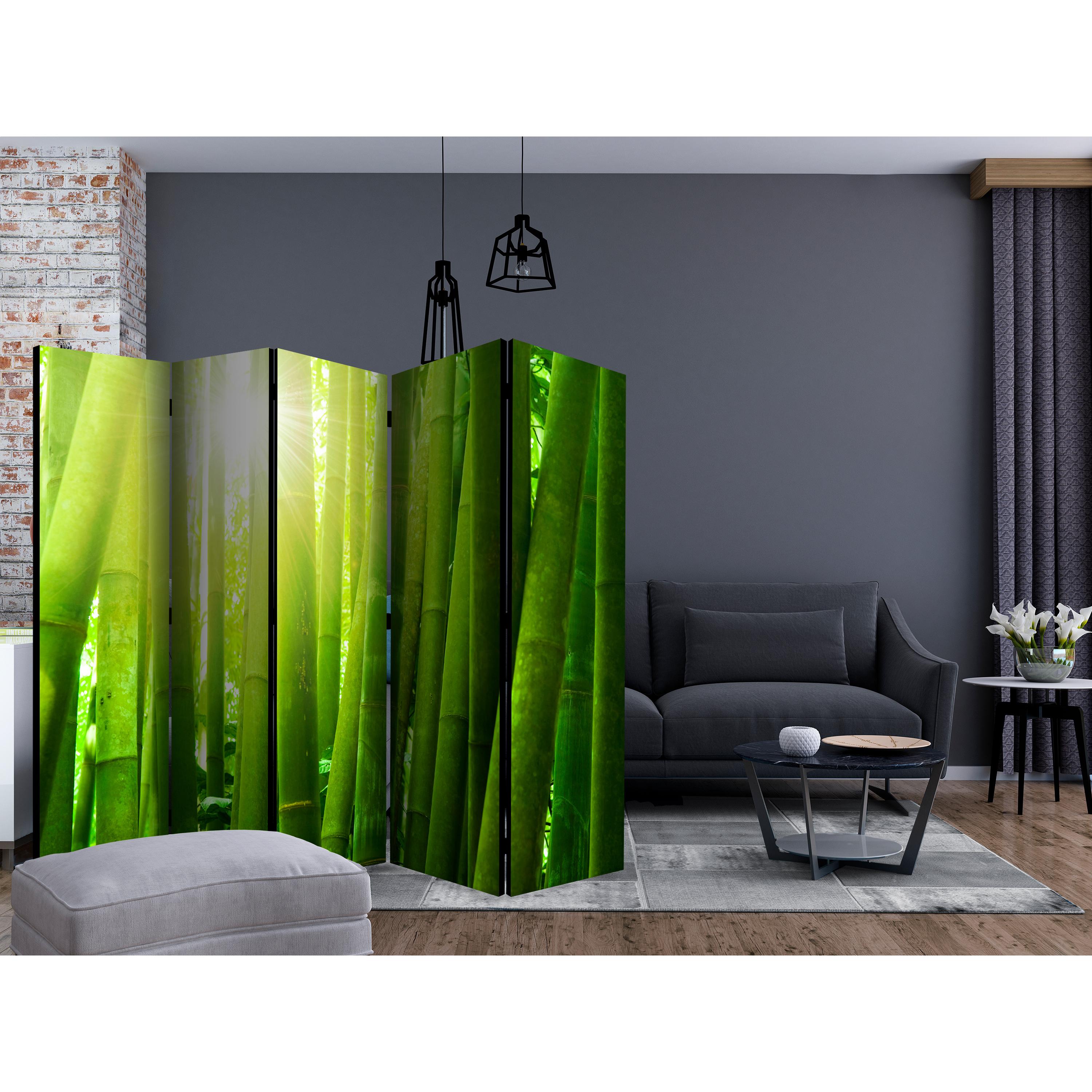 Rumsavdelare Skärmvägg Arkiio Sun and Bamboo II Grön 225x172 cm