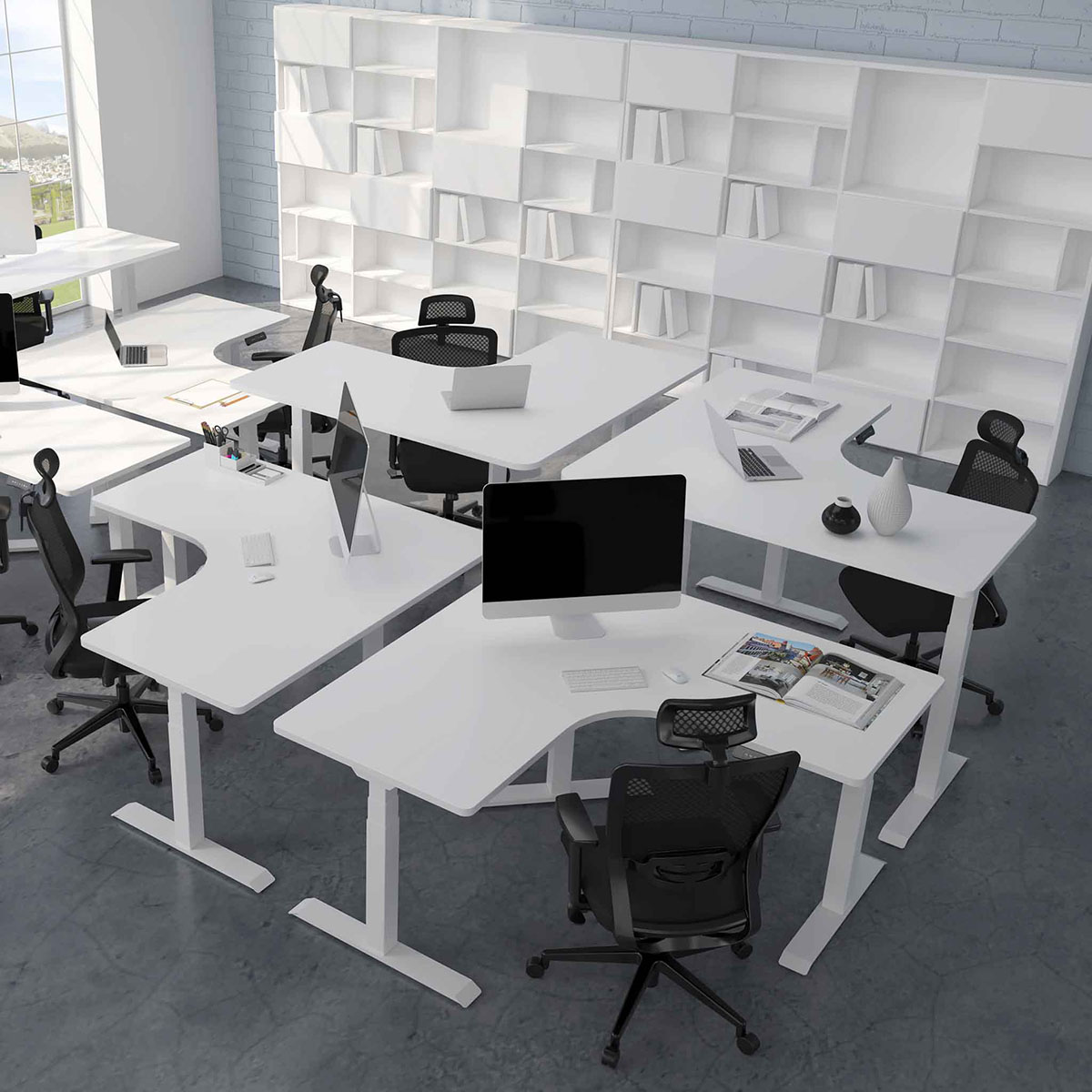 Hörnskrivbord Lykke M100 Höj- och sänkbart