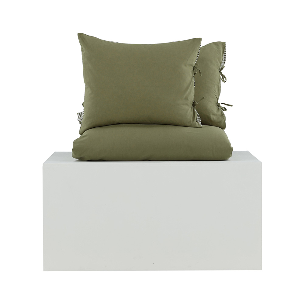 Jenna Bed Set Linen Cotton Green 240x220 cm Färg: Mörkgrön, Mått: 240x220 cm