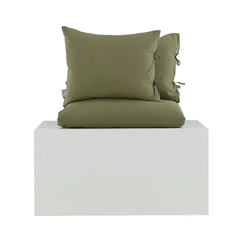 Jenna Bed Set Linen Cotton Green 240x220 cm Färg: Mörkgrön, Mått: 240x220 cm