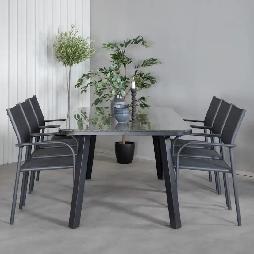 Matgrupp Venture Home Peoria med 6 Siri Stapelbara Matstolar