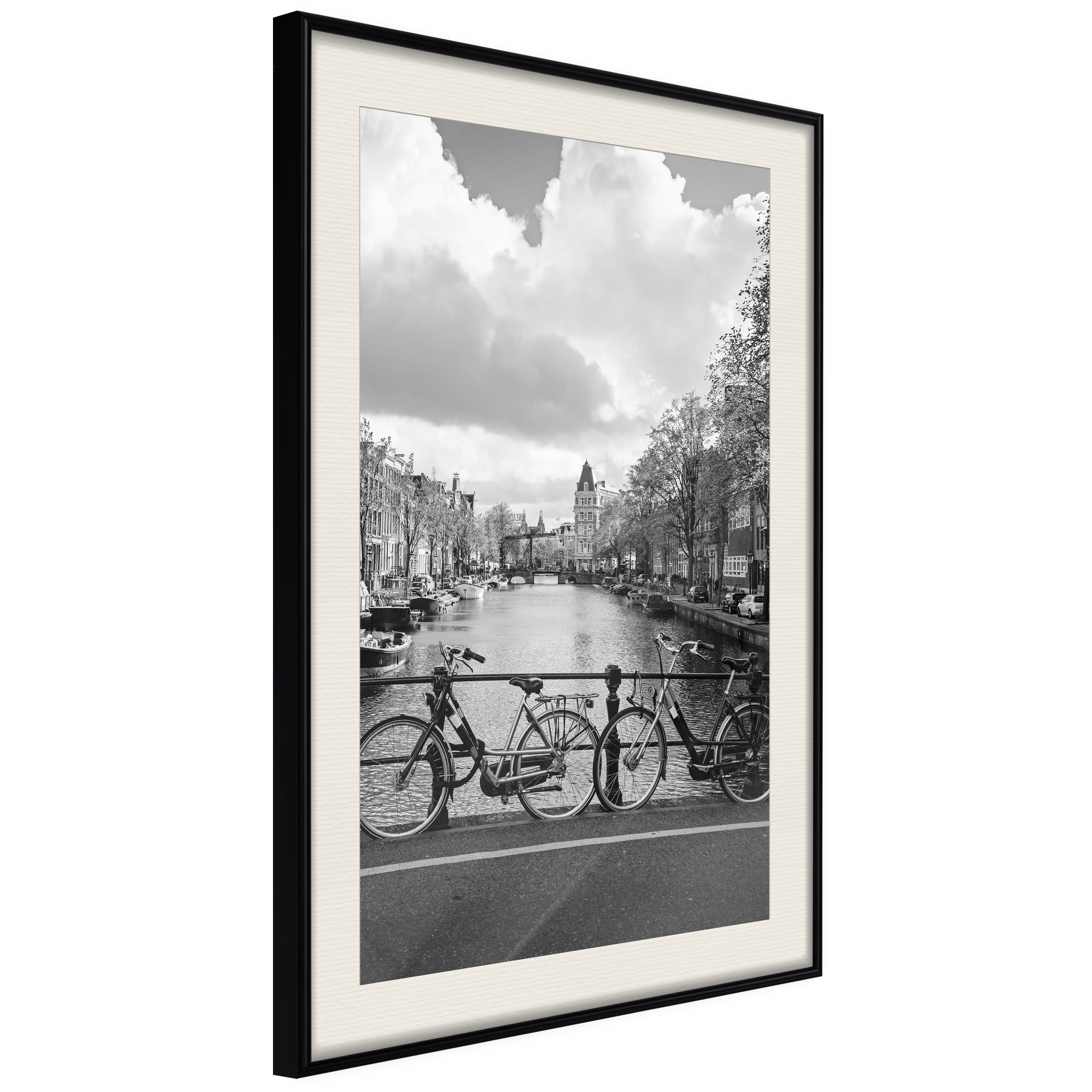 Affisch - Bikes On Bridge [Poster] 20x30 Svart ram med passepartout, 20x30 cm