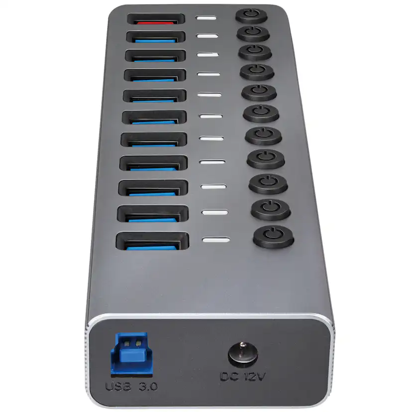 USB-hub LogiLink 10+1-port med Separata På/Av-knappar USB 3.2 Gen 1