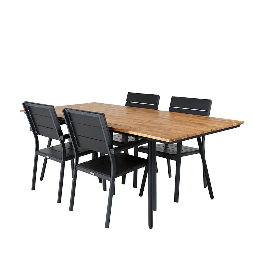 Matgrupp Venture Home Chane med 4 Lede Stapelbara Matstolar
