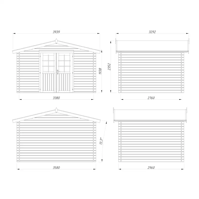 Friggebod Palmako Valentine 9,3 m² Komplett Stuga med Sadeltak
