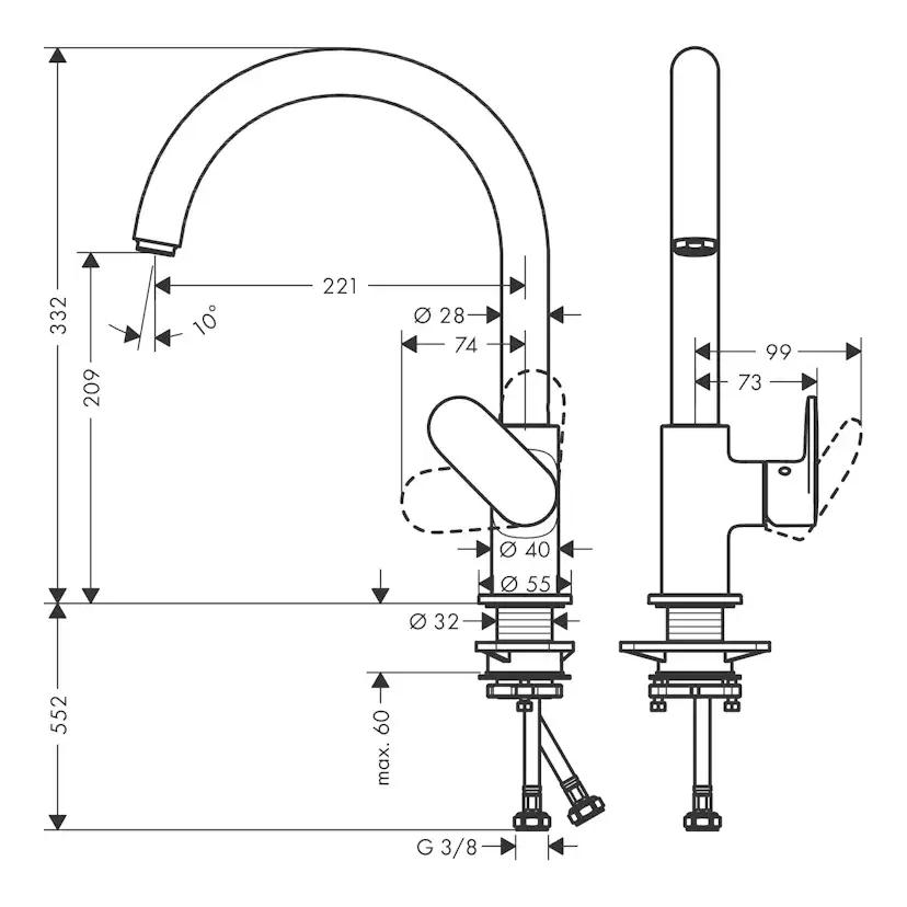 Köksblandare Hansgrohe Vernis Blend M35 210 Mattsvart Mattsvart