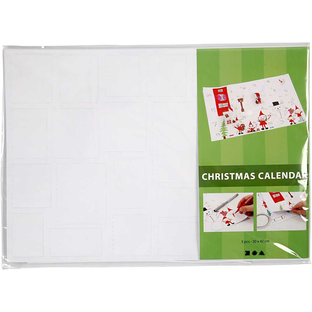 Julkalender Creativ Company Stl 30x42 cm Vit 5 st/1 Förp