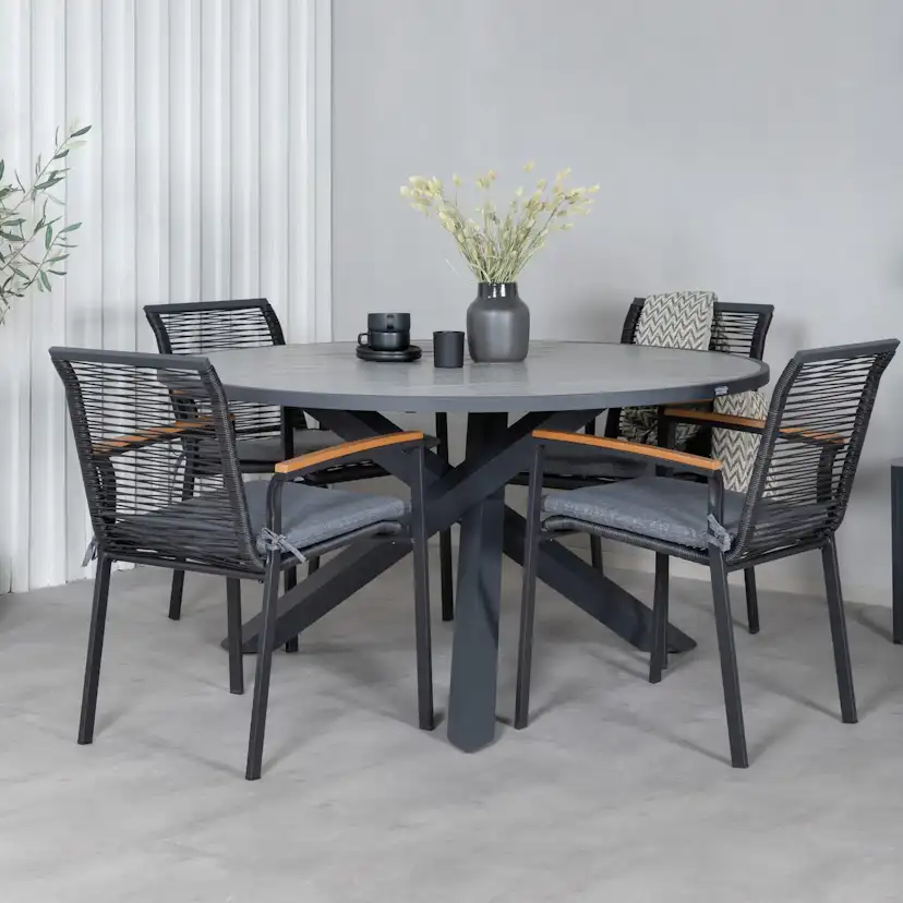 Matgrupp Utomhus Venture Home Pincy med 4 Douglas Trädgårdsstolar