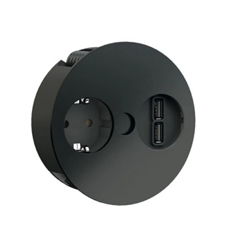 Twist eluttag 2XUSB matt svart 230V Matt Svart