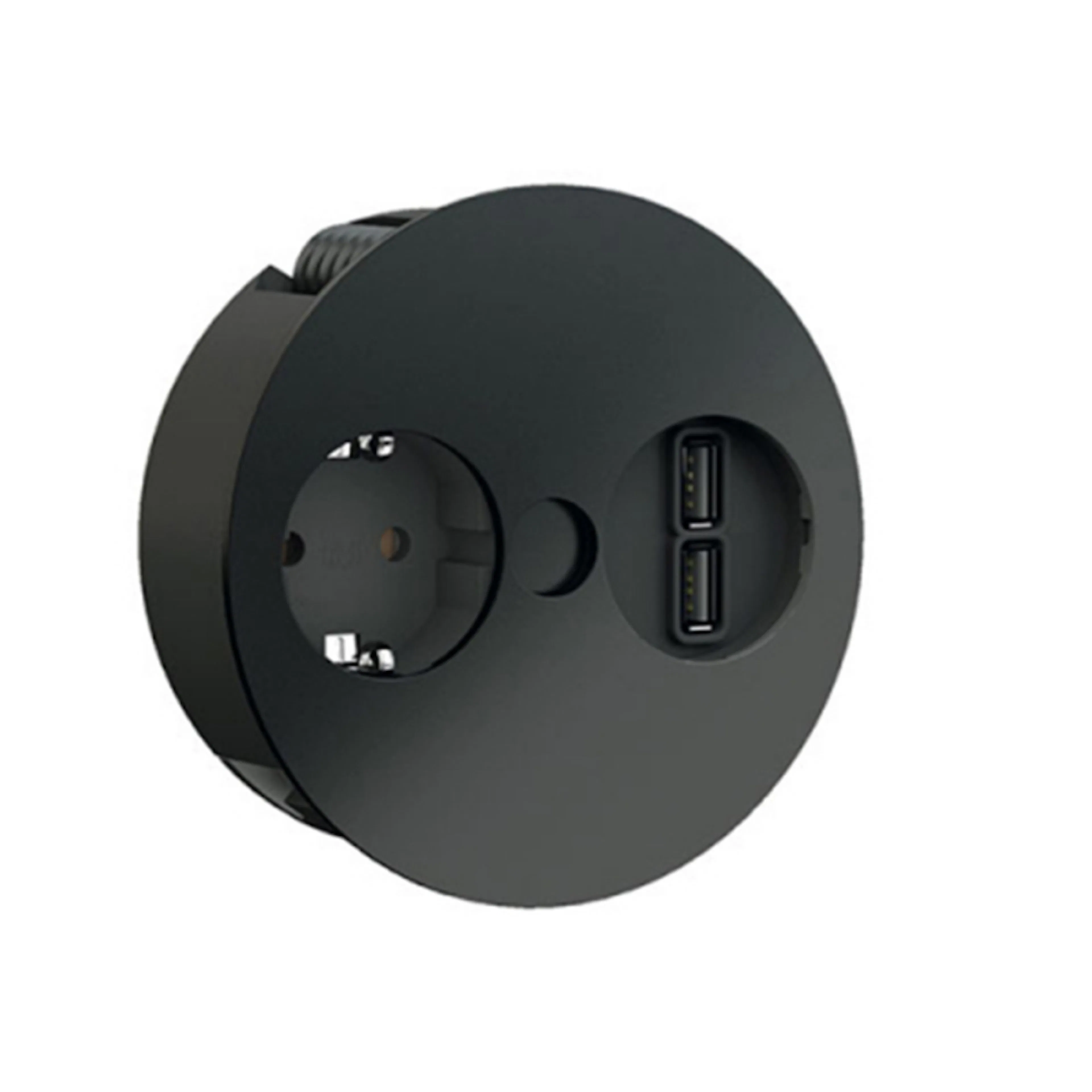 Twist eluttag 2XUSB matt svart 230V Matt Svart