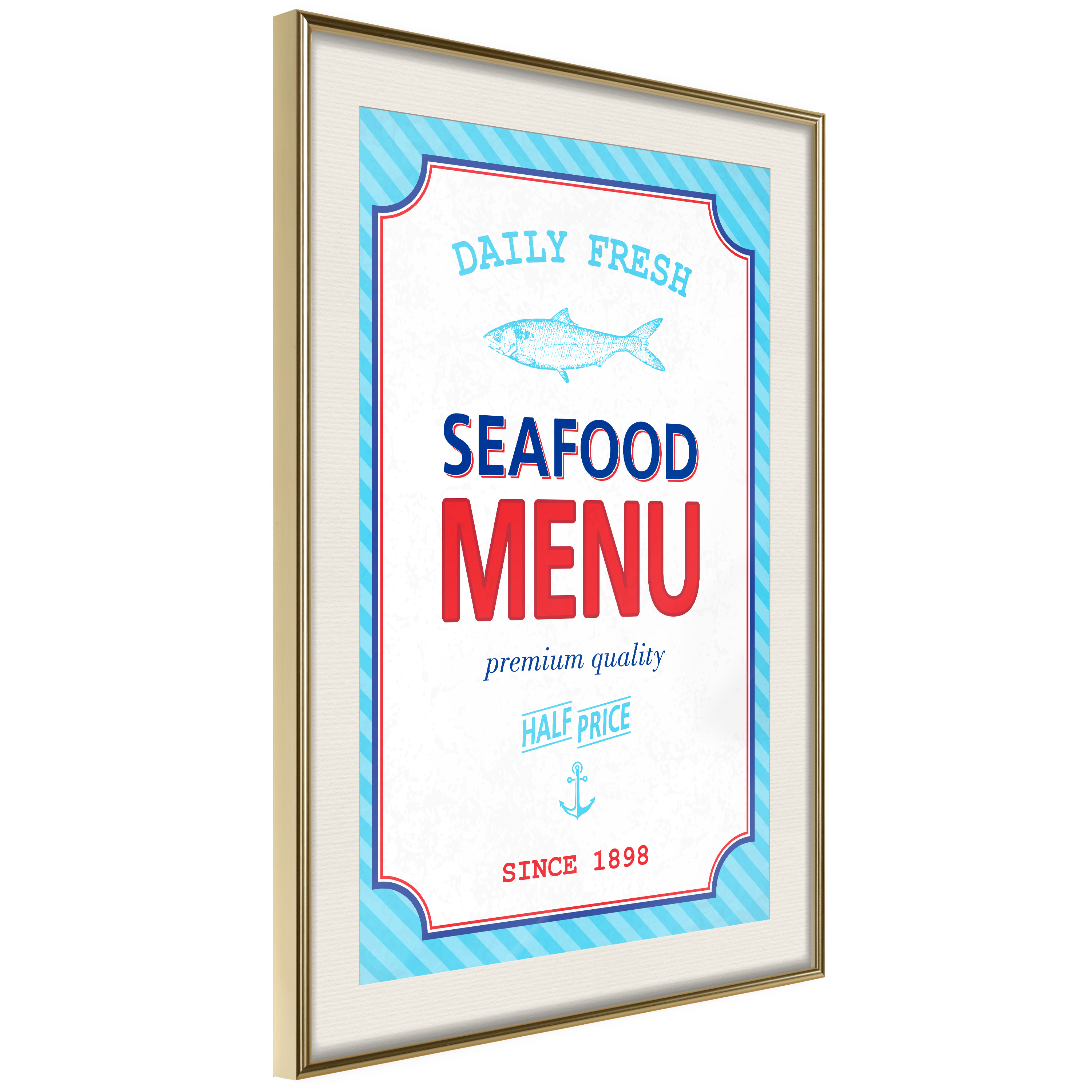 Affisch - Menu [Poster] 40x60 Guld ram med passepartout, 40x60 cm