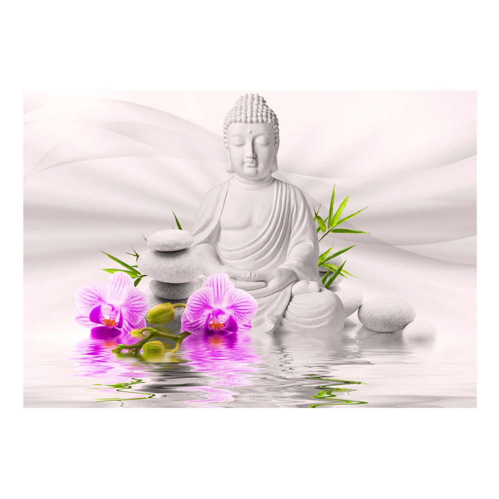 Fototapet Arkiio Självhäftande Buddha And Pink Orchids