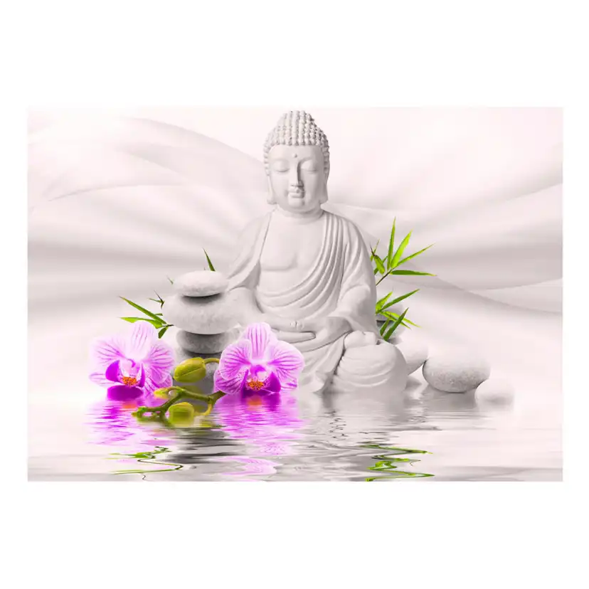 Fototapet Arkiio Självhäftande Buddha And Pink Orchids
