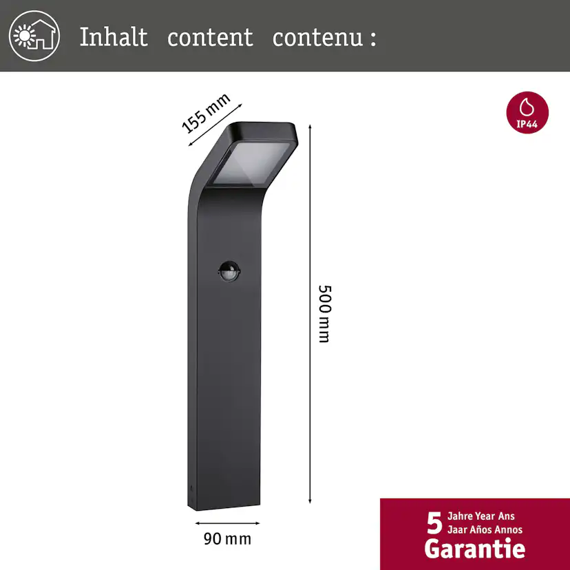 Pollare LED Paulmann Kulma Seawater Resistant IP44 230V Design: med Rörelsesensor