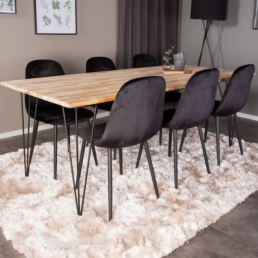 Bali Matbord - Svart / Naturträ - 200*90*H75+Polar Dining C Natur/Svart