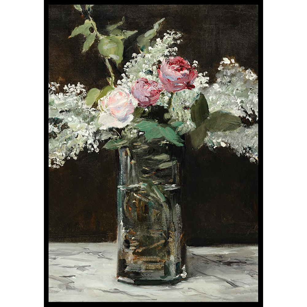 Poster Gallerix Vase Of White Lilacs And Roses By Edouard Manet