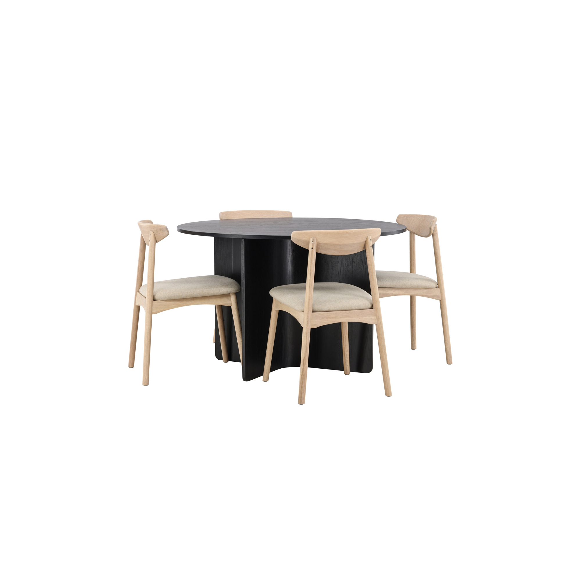 Matgrupp Venture Home Tyresö Matbord Ø120 cm cm med 4st Ven Matstolar