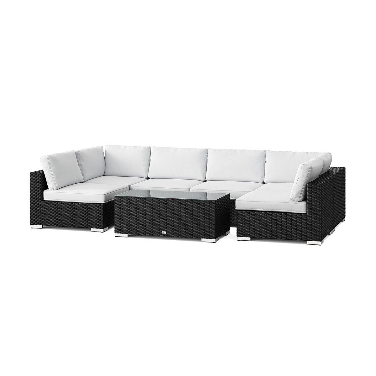 Loungegrupp Comfort Garden Bahamas U-formad utomhus loungegrupp med öppet avslut, 6-sits med bord