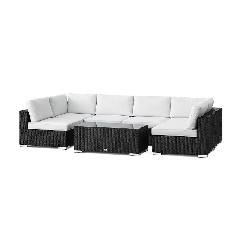 Loungegrupp Comfort Garden Bahamas U-formad utomhus loungegrupp med öppet avslut, 6-sits med bord