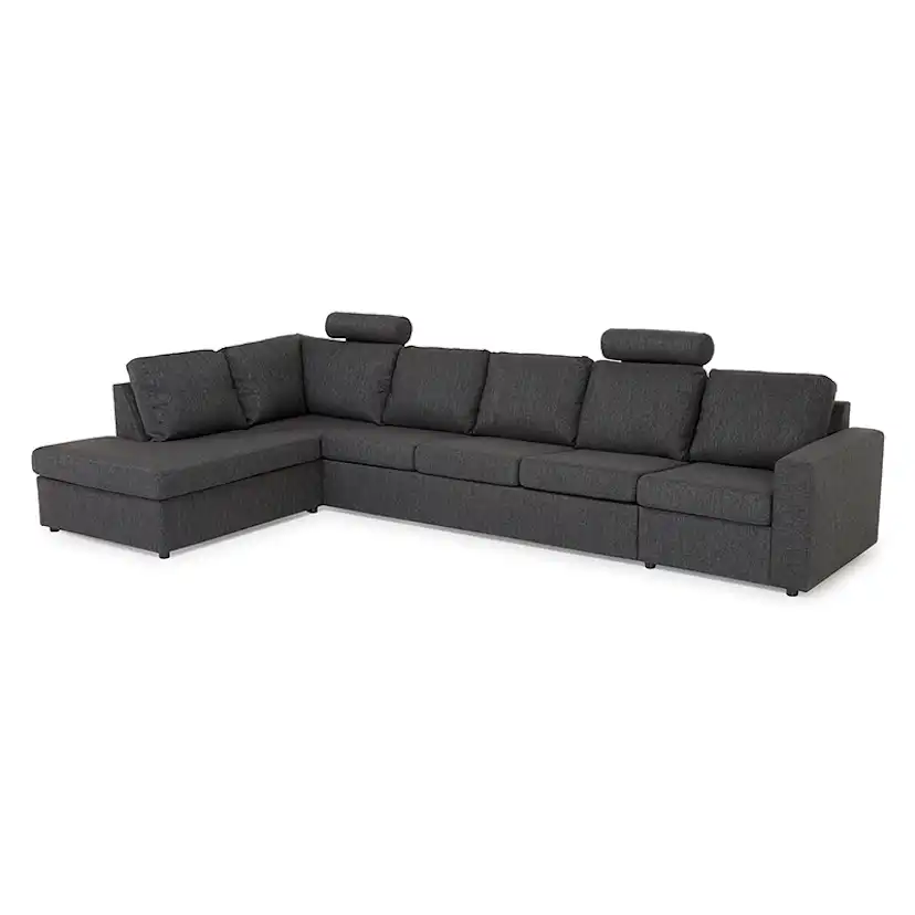 Crazy L-soffa 4-sits Vänster Antracit/Korta Svarta Ben, Vänster